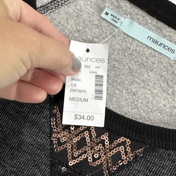 Maurices Sweater Knit Top M Gray Sequins Pullover Embellished Pullover NEW - Picture 6 of 11